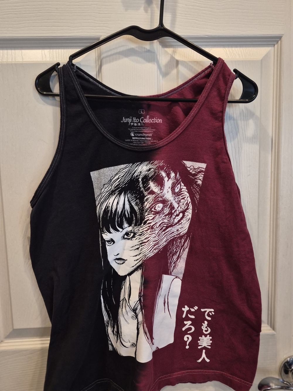 Ripple Junction Black and Burgundy Graphic Tank Top